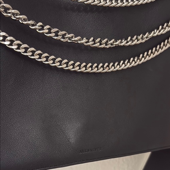 All Saints Black Lamb Leather Crossbody Bag - Picture 2 of 9